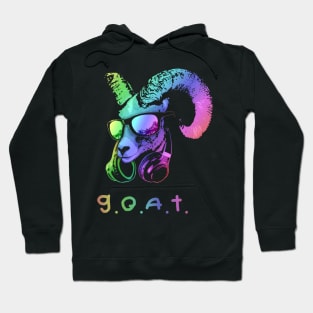 The GOAT Cool and Funny Music Animal with Headphones and Sunglasses Hoodie